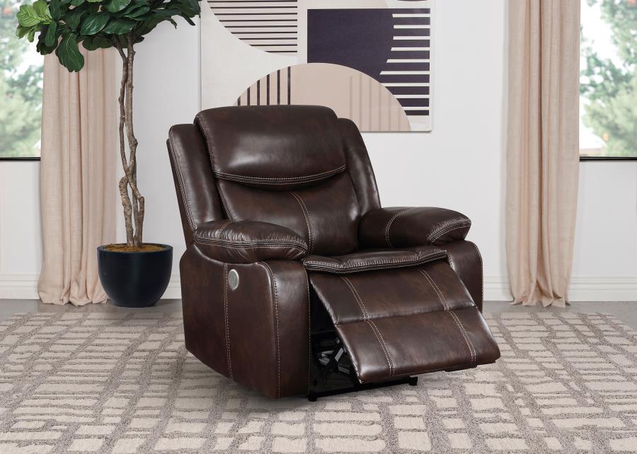 Sycamore Upholstered Power Recliner Chair Dark Brown view 3