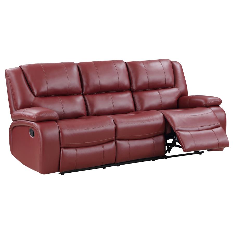 Camila 2-piece Upholstered Reclining Sofa Set Red view 4