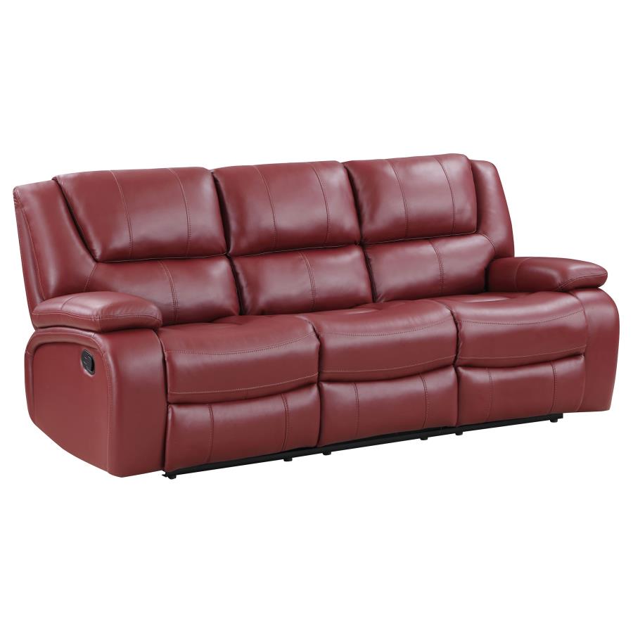 Camila Upholstered Motion Reclining Sofa Red view 4