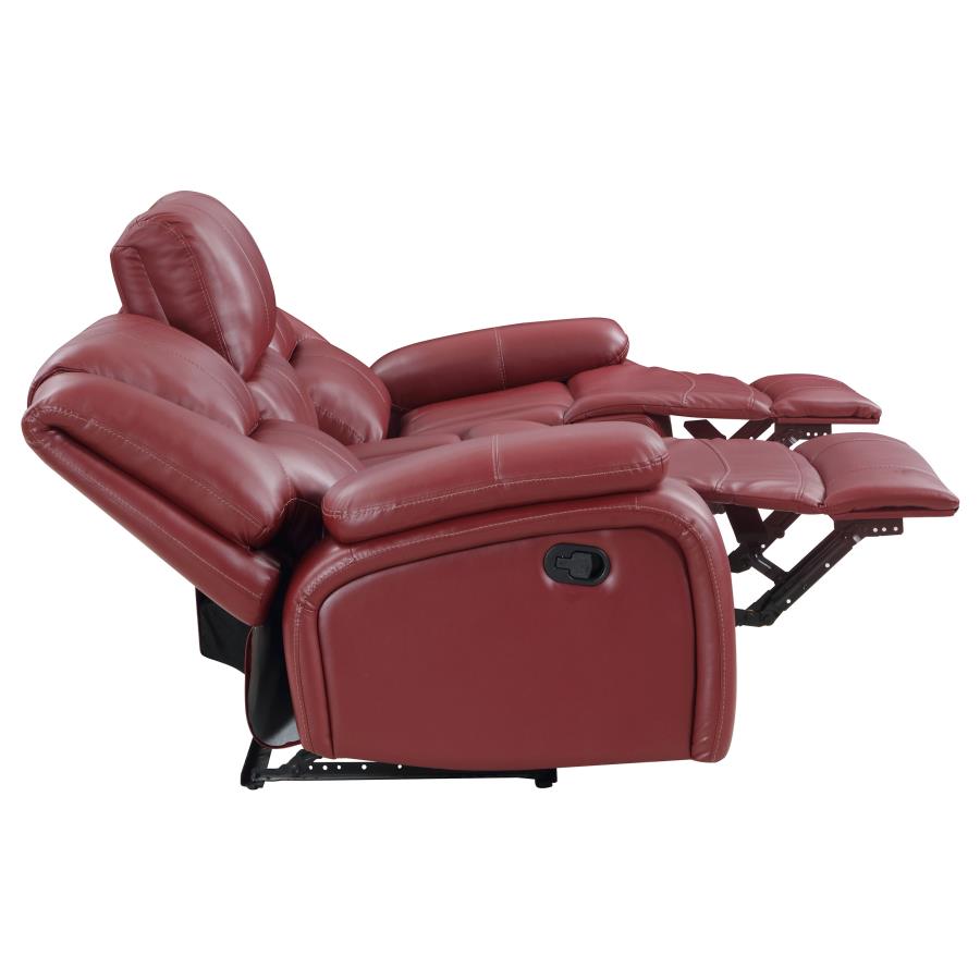 Camila Upholstered Motion Reclining Sofa Red view 7