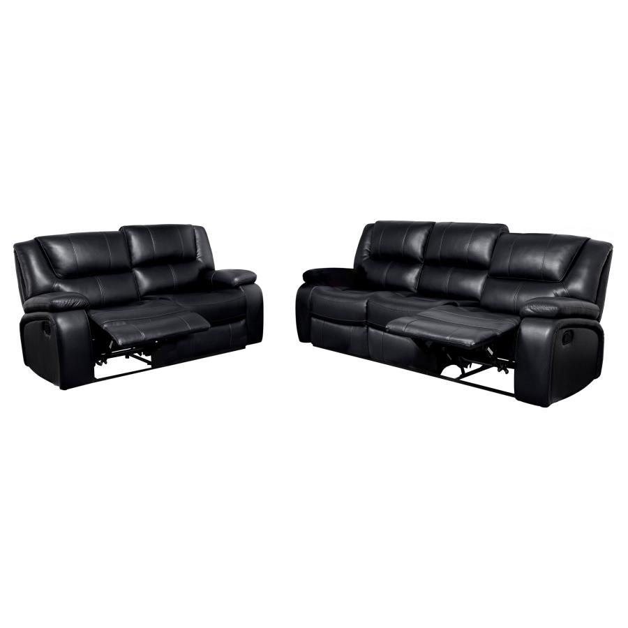 Camila 2-piece Upholstered Reclining Sofa Set Black view 4