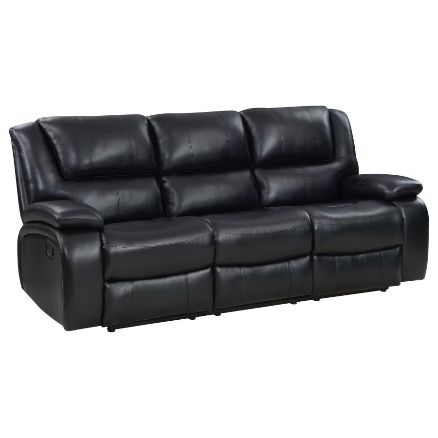 Camila 2-piece Upholstered Reclining Sofa Set Black view 5