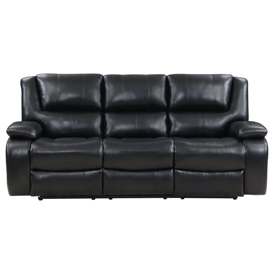 Camila 2-piece Upholstered Reclining Sofa Set Black view 7