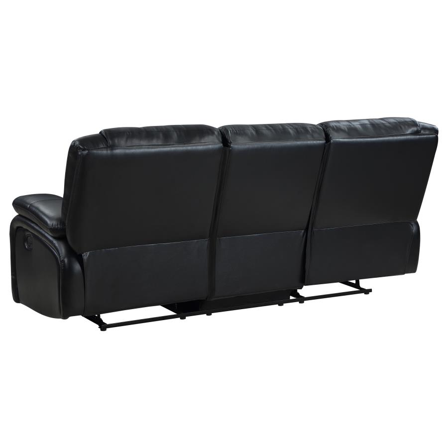 Camila Upholstered Motion Reclining Sofa Black view 6