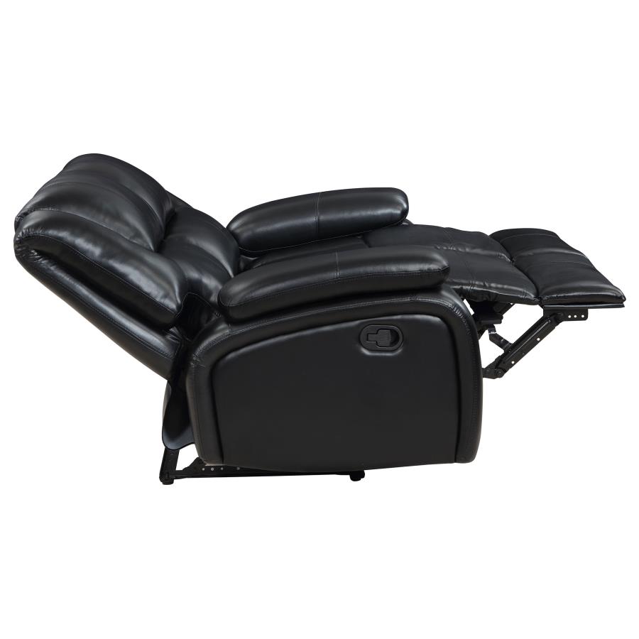Camila Upholstered Motion Reclining Loveseat Black view 7