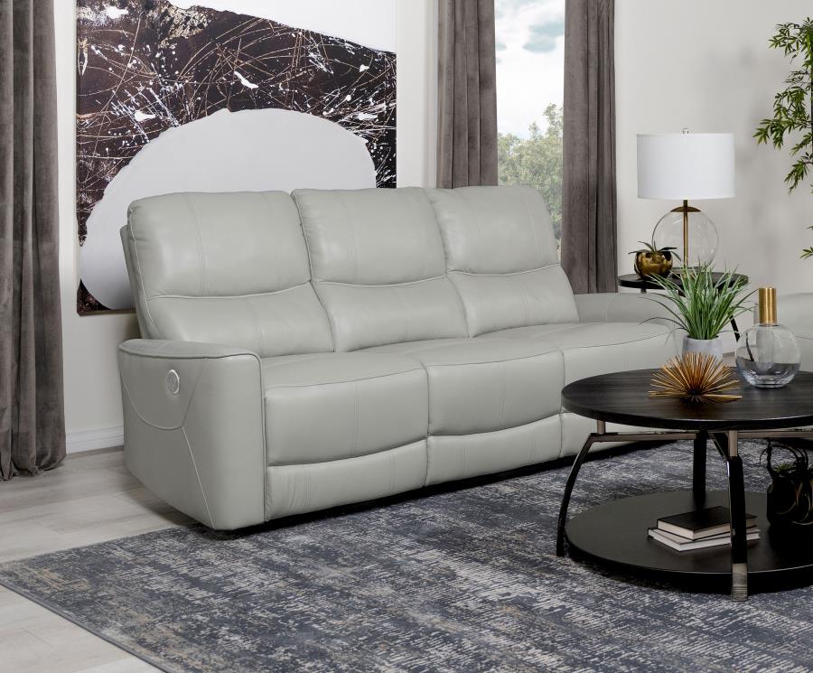 Greenfield Upholstered Power Reclining Sofa Dove Grey view 2