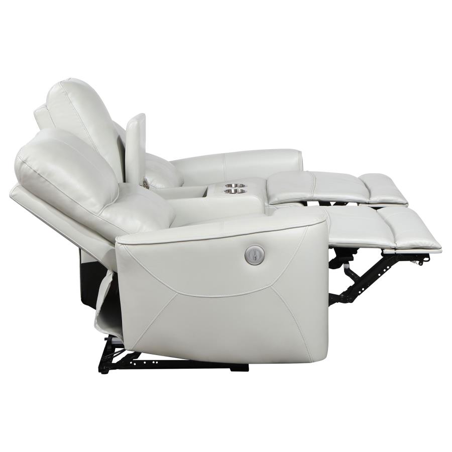 Greenfield Upholstered Power Reclining Loveseat Dove Grey view 7