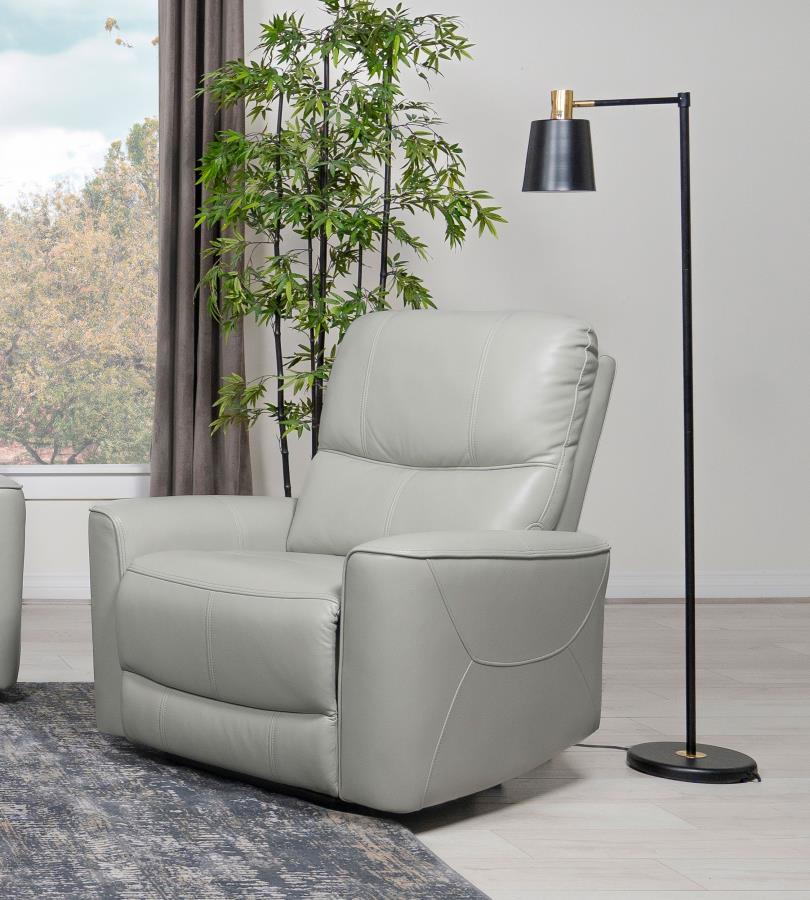 Greenfield Upholstered Power Recliner Chair Dove Grey view 2