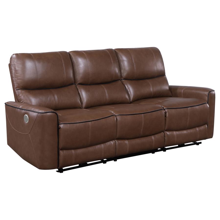 Greenfield 2-piece Power Reclining Sofa Set Saddle Brown view 4