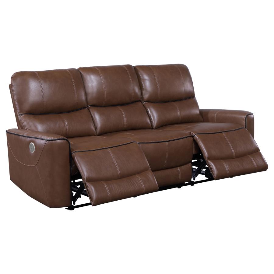 Greenfield 2-piece Power Reclining Sofa Set Saddle Brown view 5