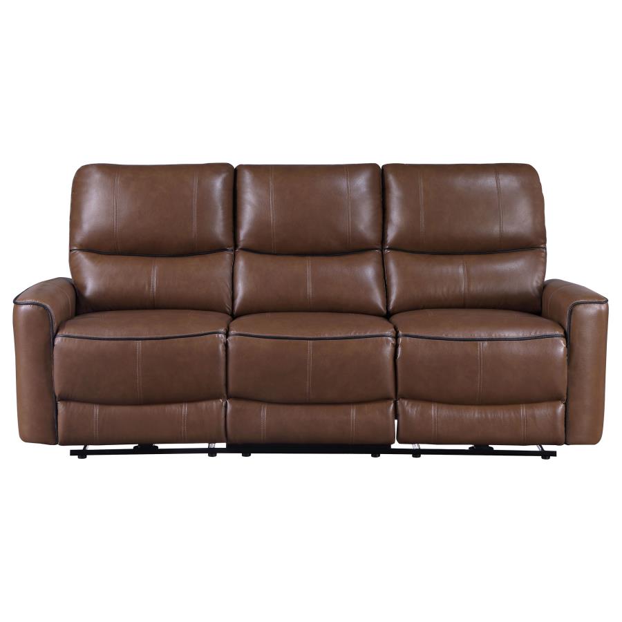 Greenfield Upholstered Power Reclining Sofa Saddle Brown view 4