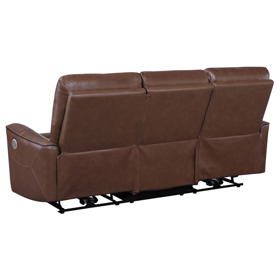 Greenfield Upholstered Power Reclining Sofa Saddle Brown view 5