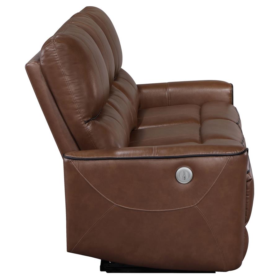 Greenfield Upholstered Power Reclining Sofa Saddle Brown view 7
