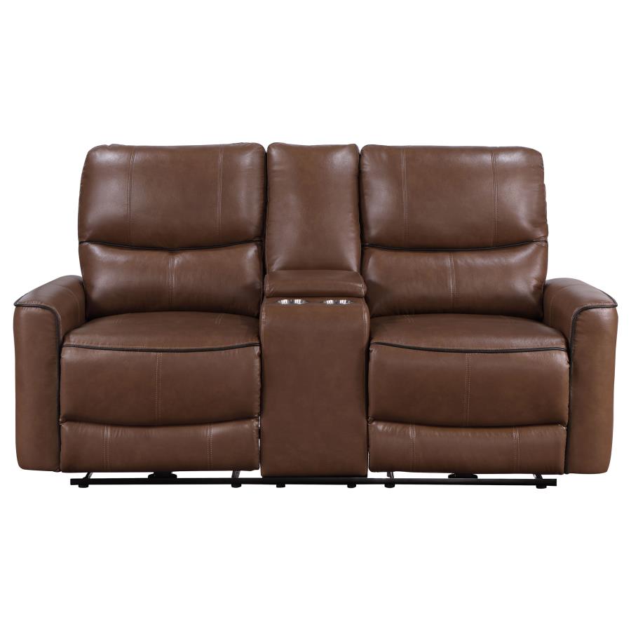 Greenfield Upholstered Power Reclining Loveseat Saddle Brown view 4