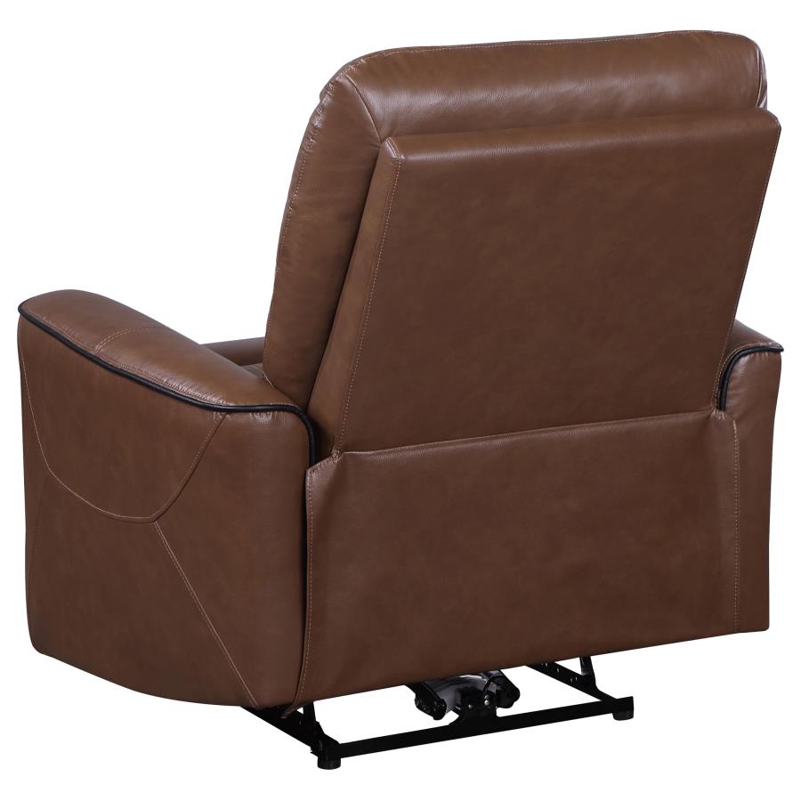Greenfield Upholstered Power Recliner Chair Saddle Brown view 5