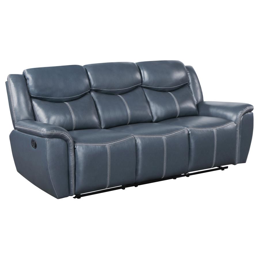 Sloane 2-piece Upholstered Reclining Sofa Set Blue view 3