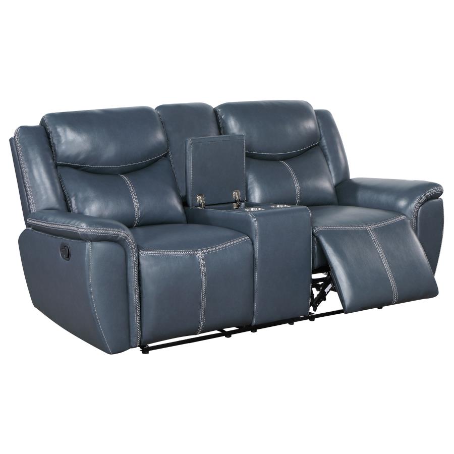 Sloane Upholstered Padded Arm Reclining Loveseat Blue view 3