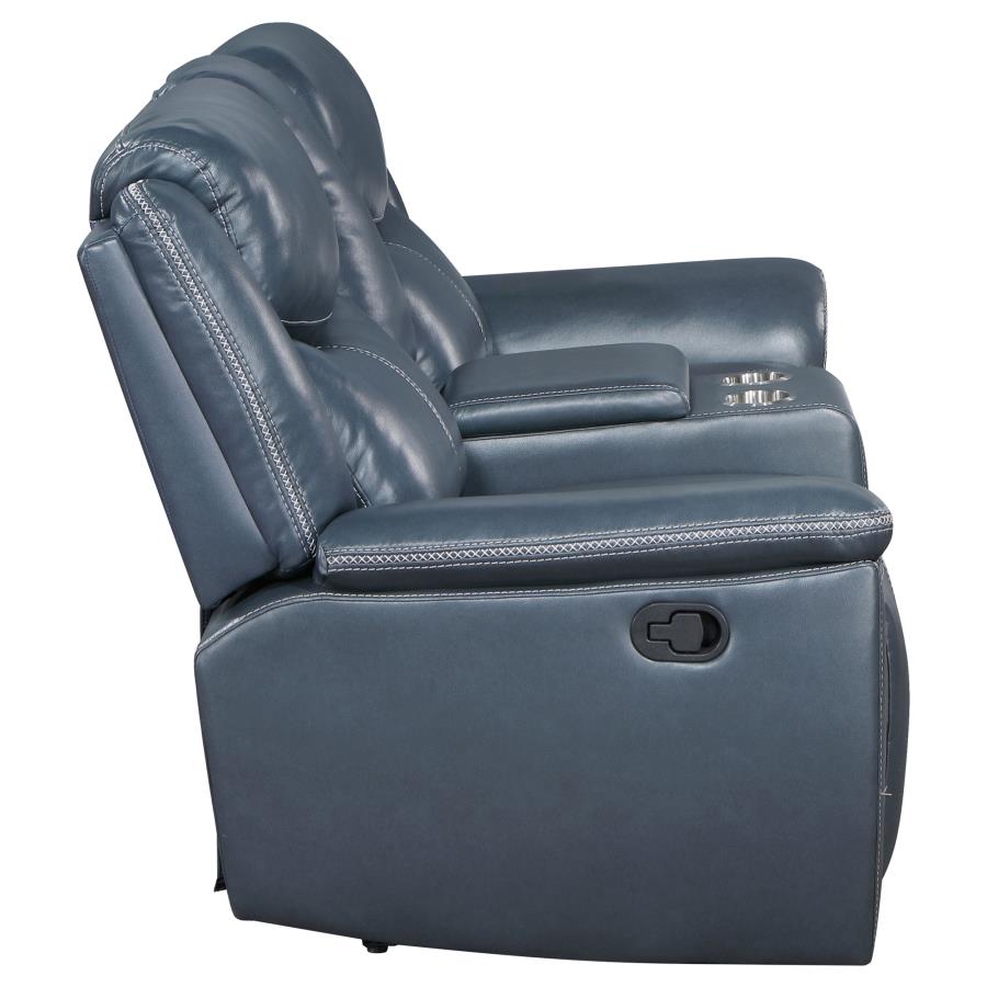 Sloane Upholstered Padded Arm Reclining Loveseat Blue view 6