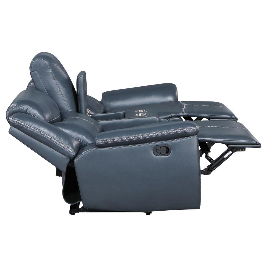 Sloane Upholstered Padded Arm Reclining Loveseat Blue view 7