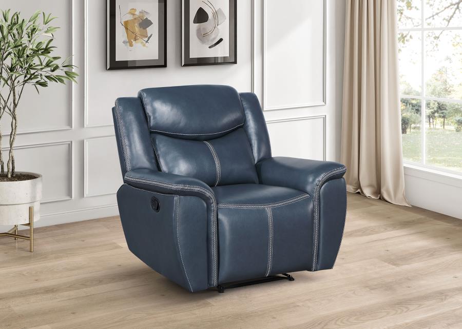 Sloane Upholstered Padded Arm Recliner Chair Blue view 2