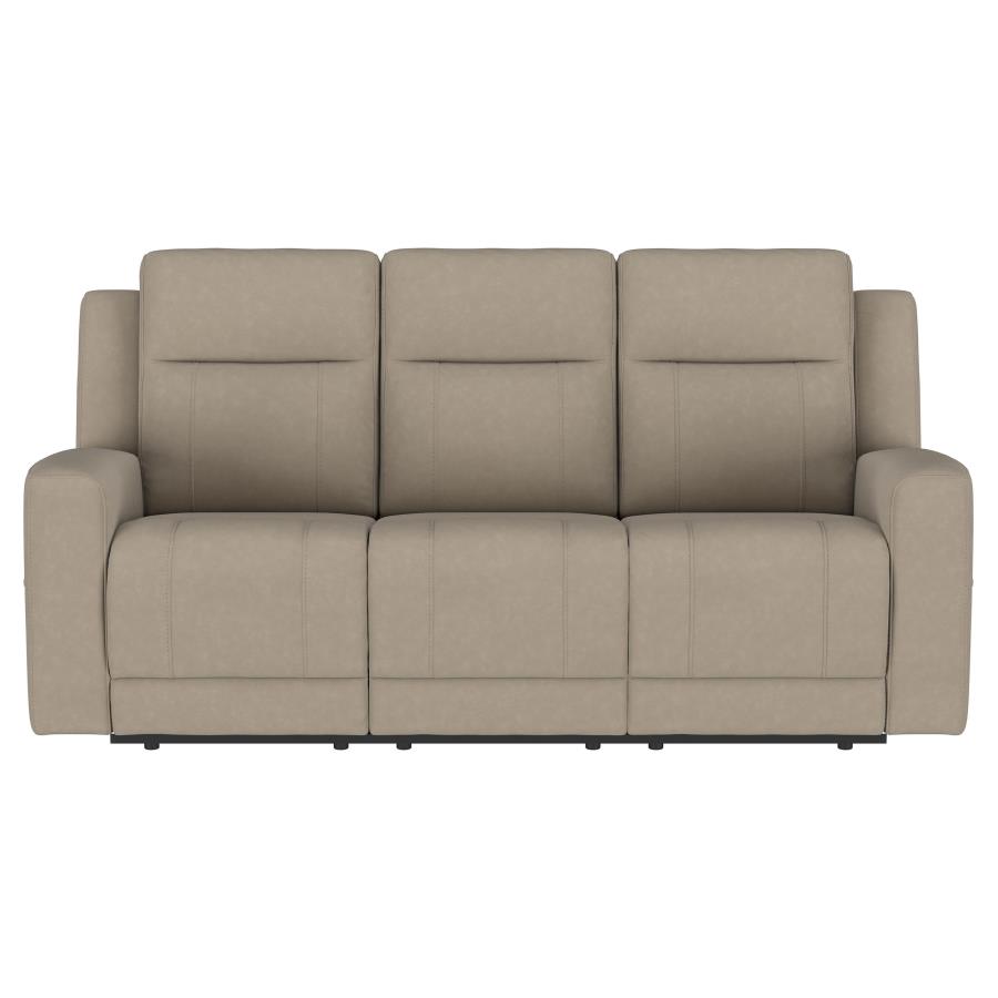 Brentwood 3-piece Upholstered Reclining Sofa Set Taupe view 4