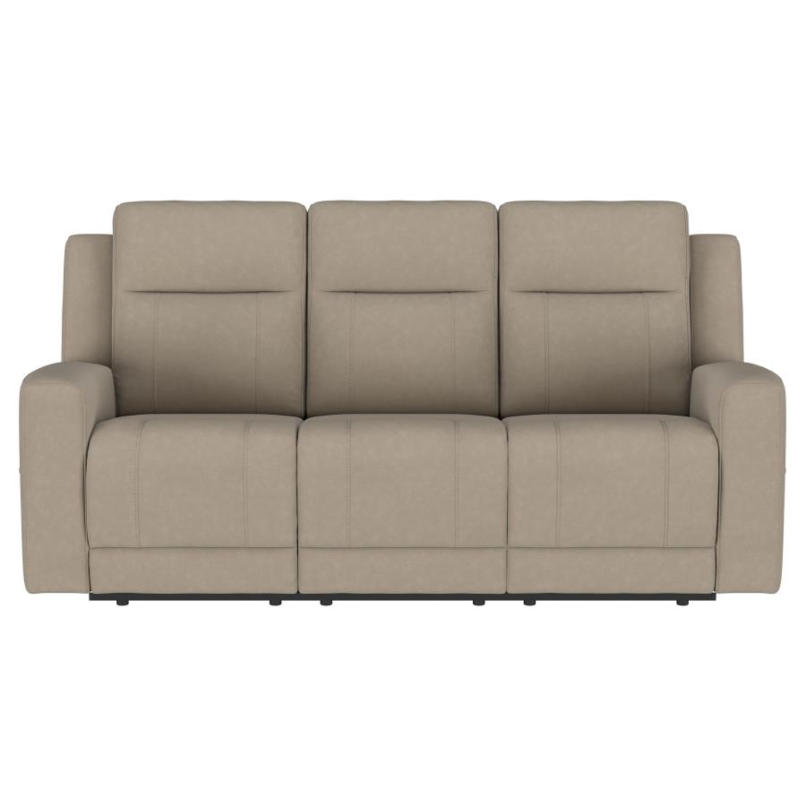 Brentwood Upholstered Motion Reclining Sofa Taupe view 3