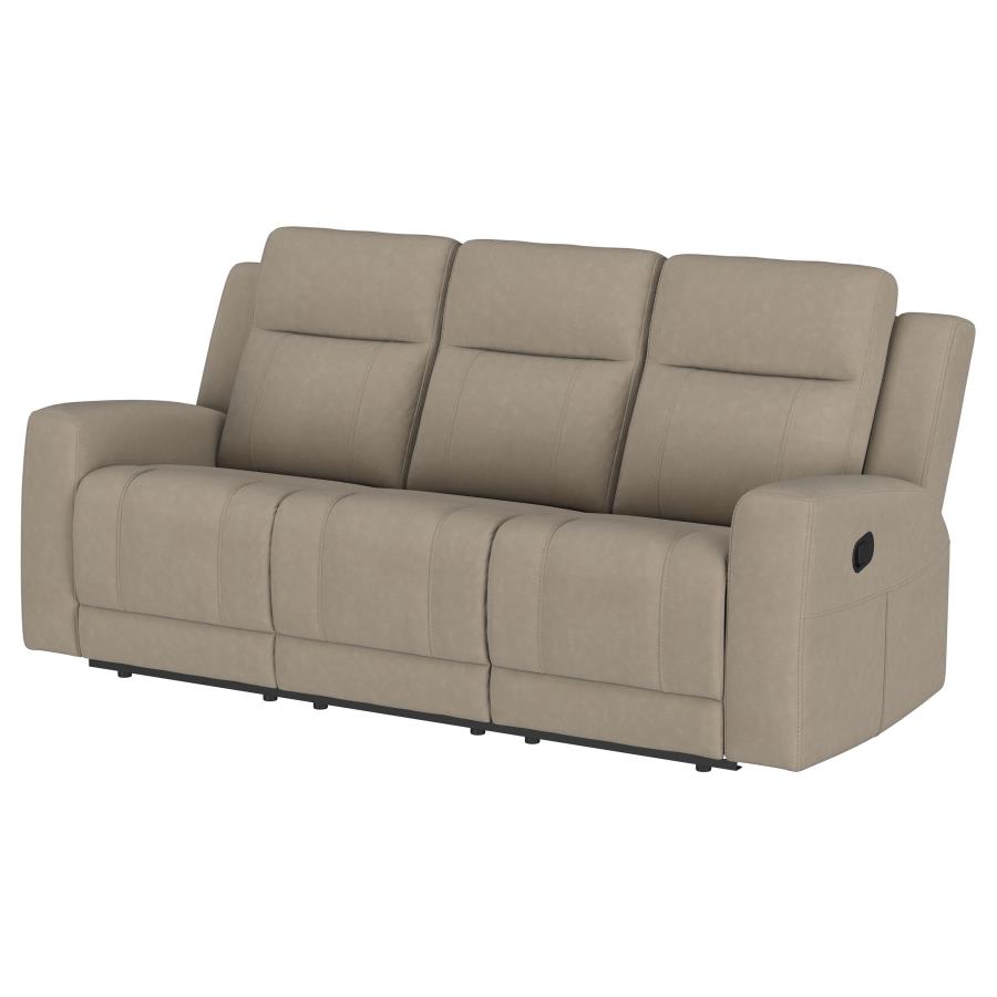 Brentwood Upholstered Motion Reclining Sofa Taupe view 4