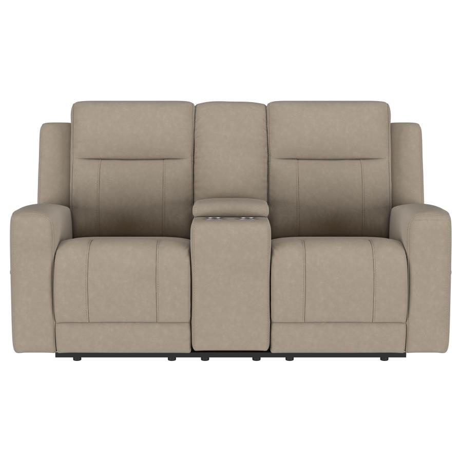 Brentwood Upholstered Motion Reclining Loveseat Taupe view 4