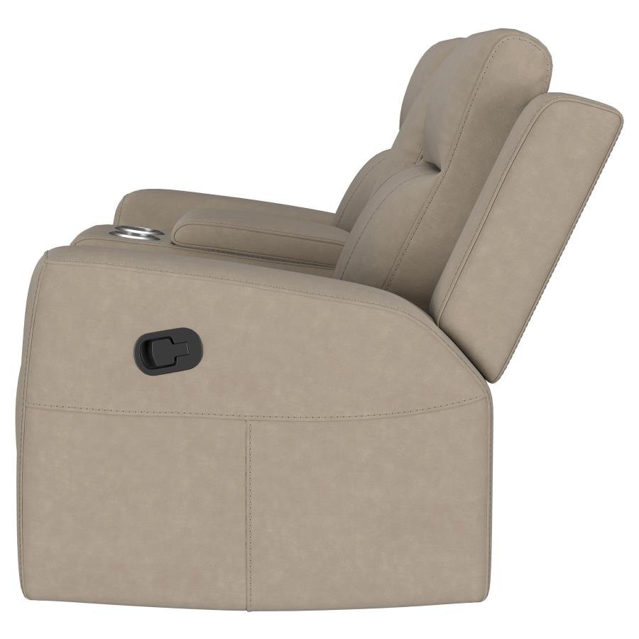 Brentwood Upholstered Motion Reclining Loveseat Taupe view 6