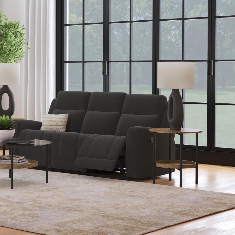 Brentwood Upholstered Motion Reclining Sofa Dark Charcoal view 2