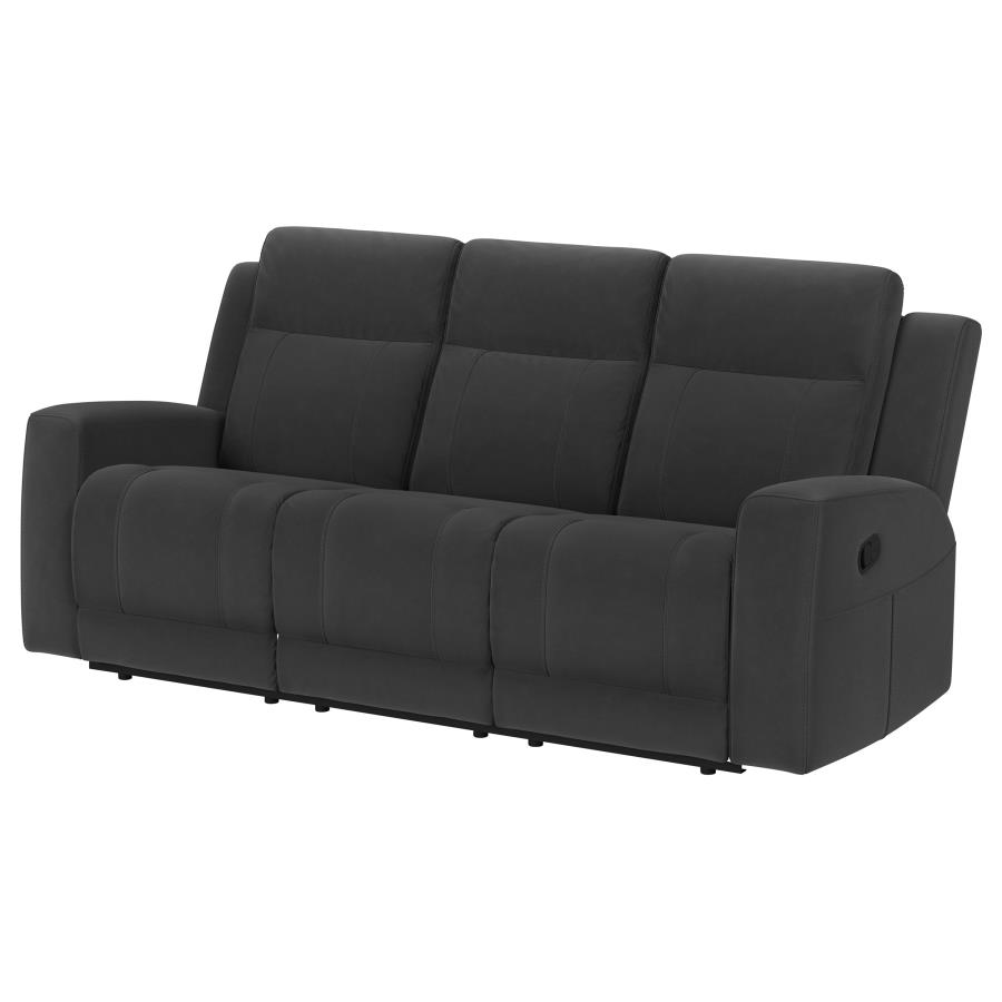 Brentwood Upholstered Motion Reclining Sofa Dark Charcoal view 4