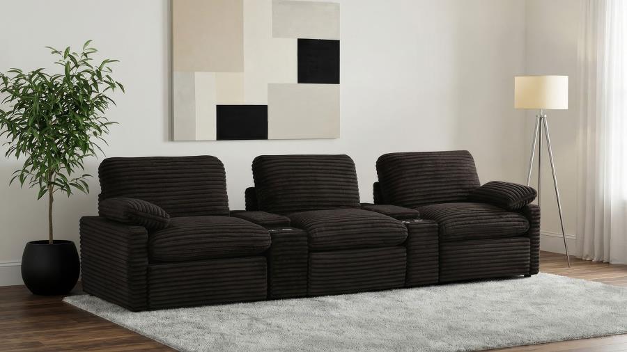 Collins 5-Piece Power Reclining Home Theater Seating Chocolate Brown view 2
