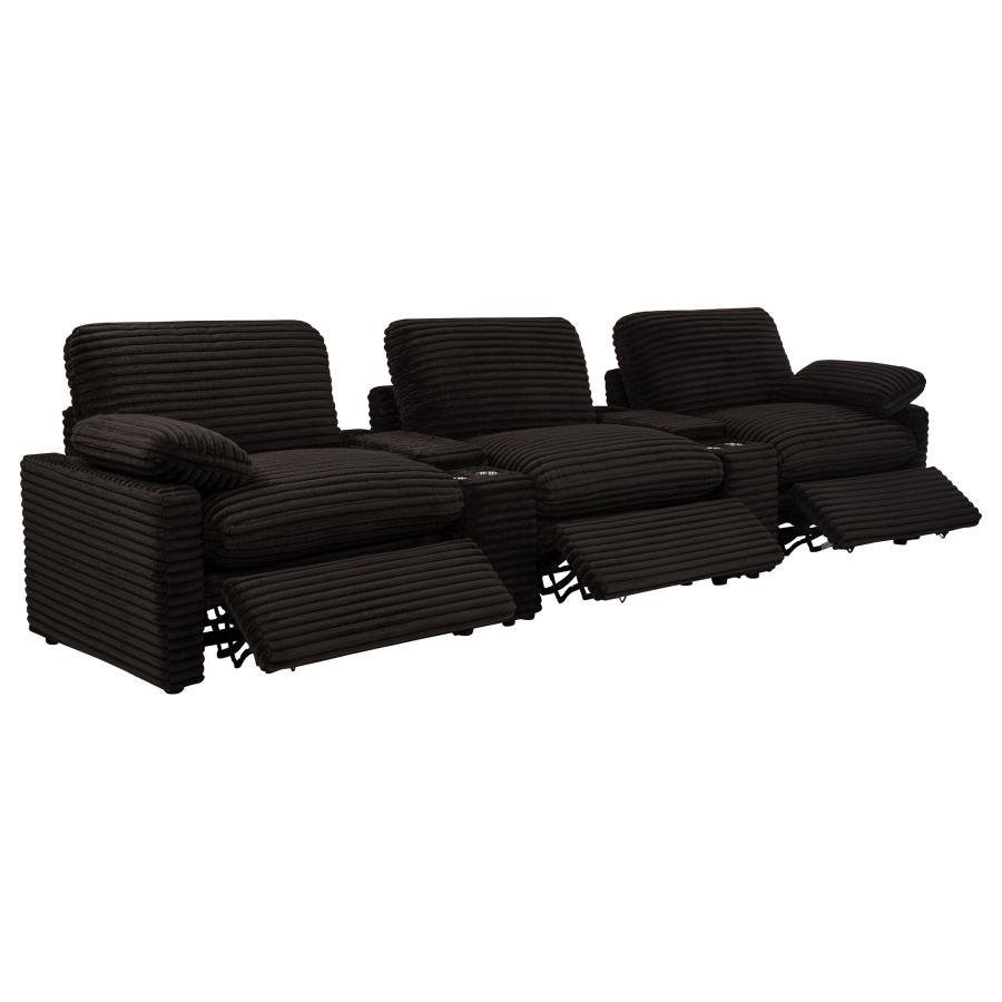 Collins 5-Piece Power Reclining Home Theater Seating Chocolate Brown view 4