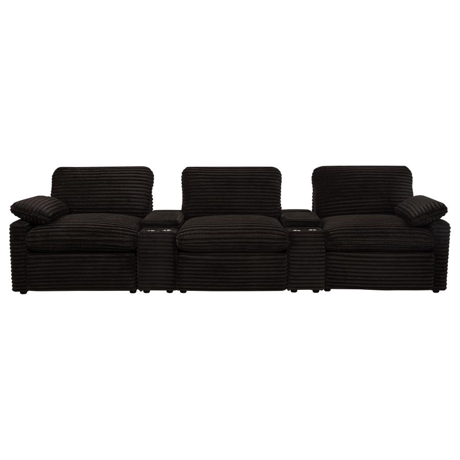 Collins 5-Piece Power Reclining Home Theater Seating Chocolate Brown view 5