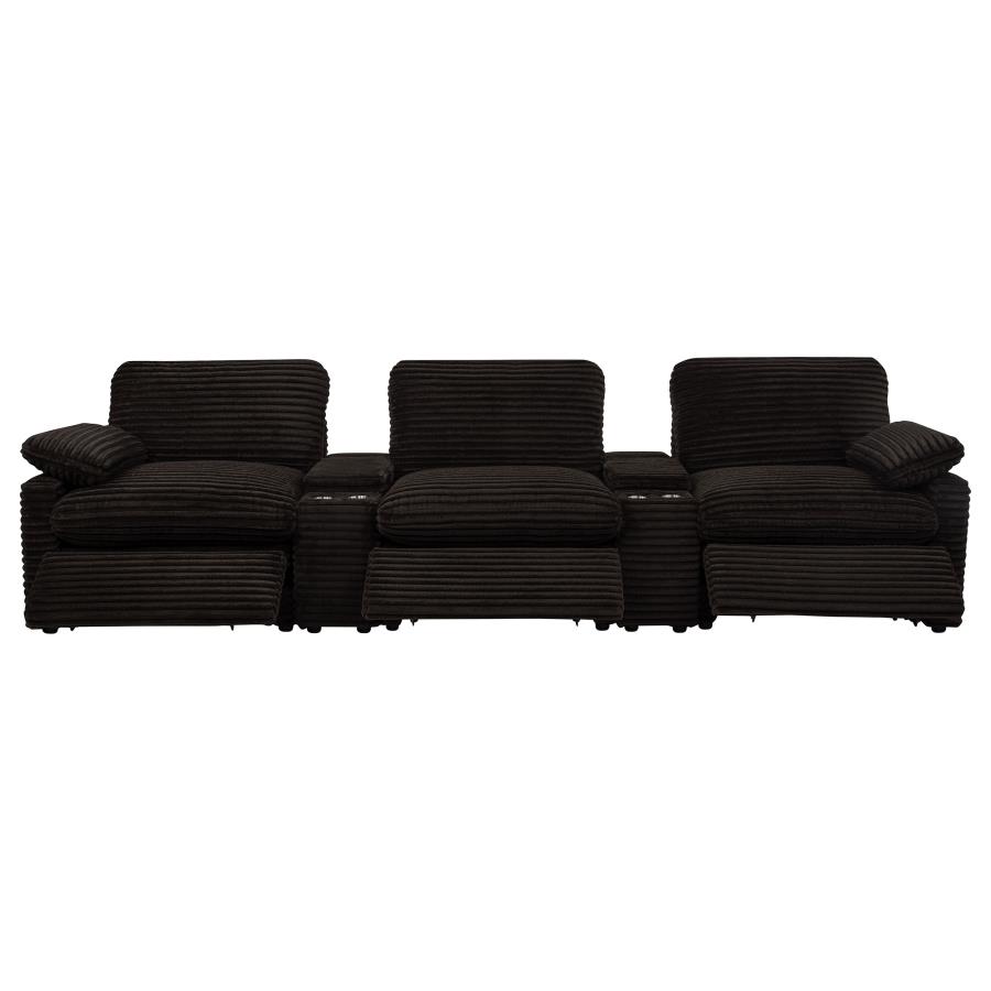 Collins 5-Piece Power Reclining Home Theater Seating Chocolate Brown view 6