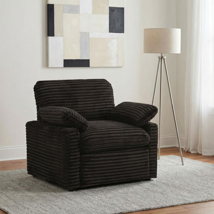 Collins Upholstered Power Recliner Chair Chocolate Brown view 2