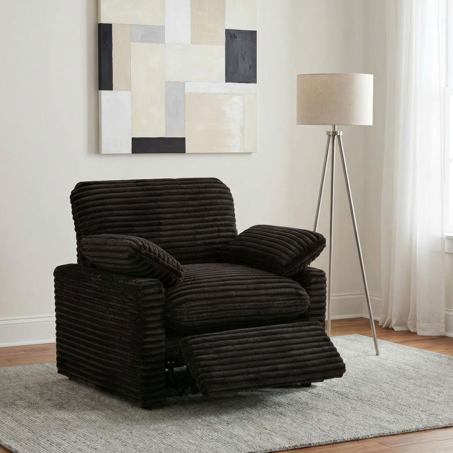 Collins Upholstered Power Recliner Chair Chocolate Brown view 3