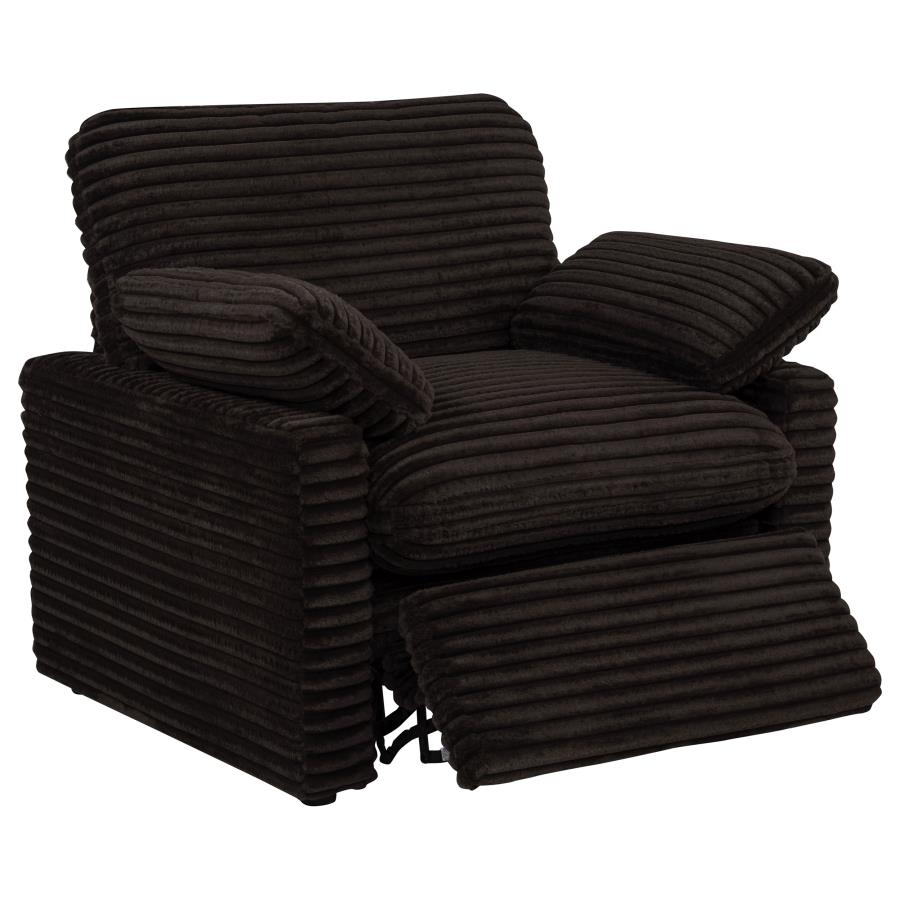 Collins Upholstered Power Recliner Chair Chocolate Brown view 4