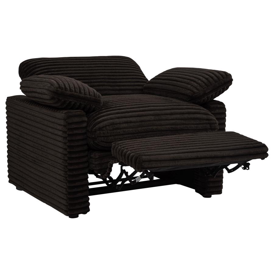 Collins Upholstered Power Recliner Chair Chocolate Brown view 5