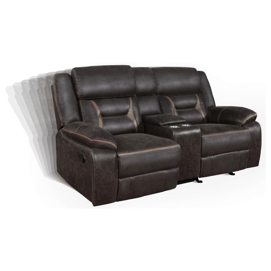 Greer Upholstered Motion Reclining Loveseat Brown view 4