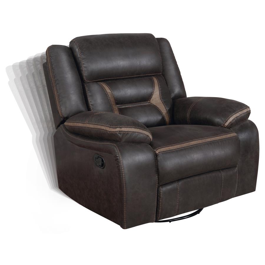 Greer Upholstered Swivel Glider Recliner Chair Brown view 4