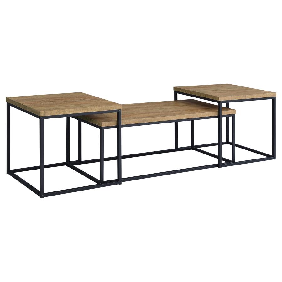 Straden 3-piece Engineered Wood Coffee Table Set Mango and Black view 3
