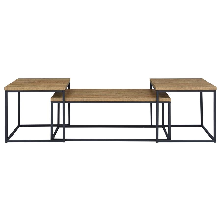 Straden 3-piece Engineered Wood Coffee Table Set Mango and Black view 5