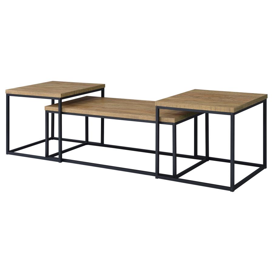 Straden 3-piece Engineered Wood Coffee Table Set Mango and Black view 7