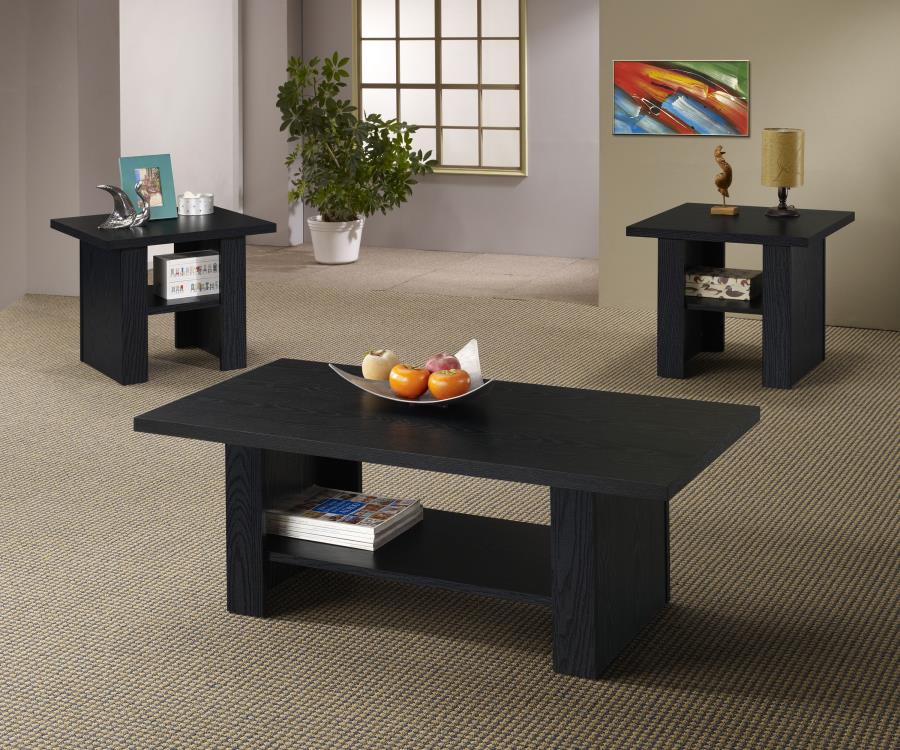 Rodez 3-piece Engineered Wood Coffee Table Set Black