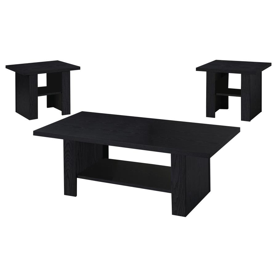 Rodez 3-piece Engineered Wood Coffee Table Set Black view 2