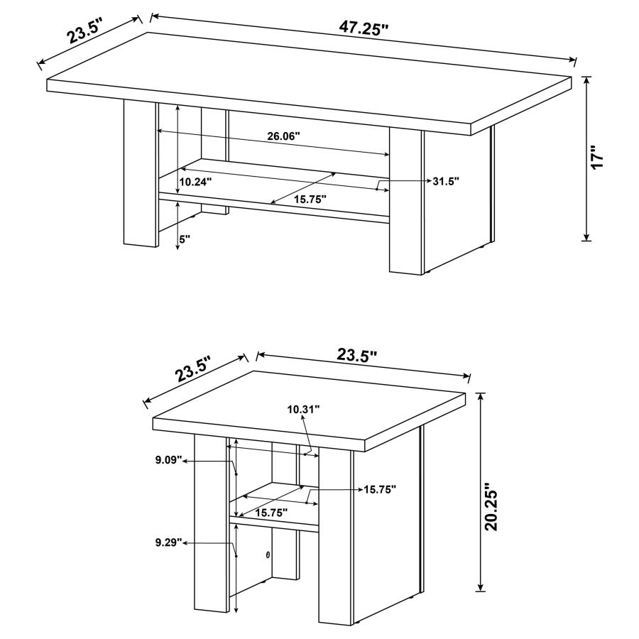 Rodez 3-piece Engineered Wood Coffee Table Set Black view 6