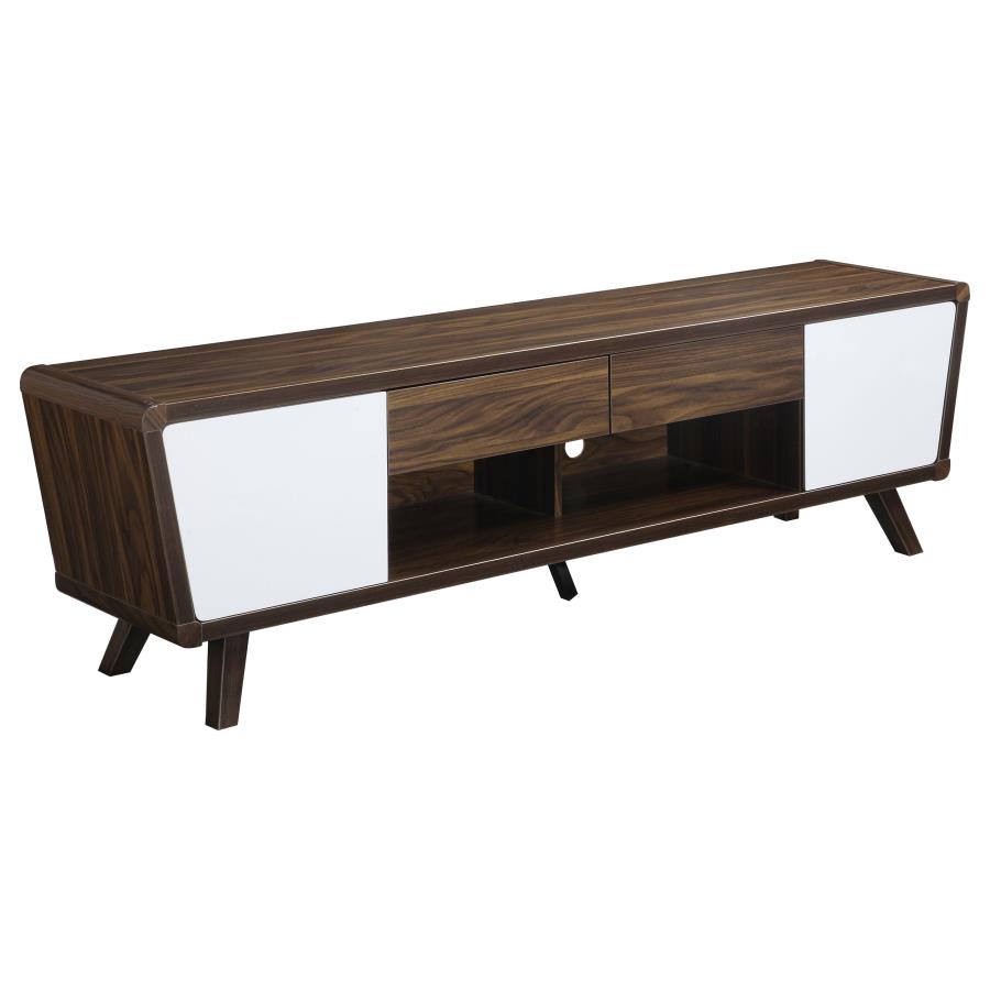 Alvin 2-door Engineered Wood 74-inch TV Stand Dark Walnut
