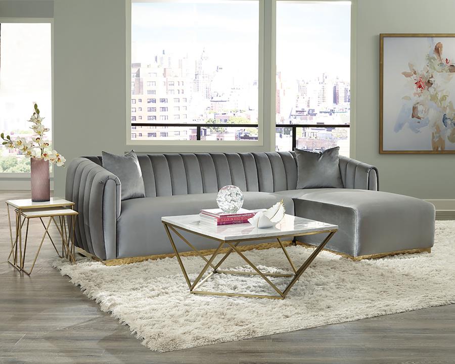 Meryl Square Faux Marble Top Coffee Table White and Gold view 5