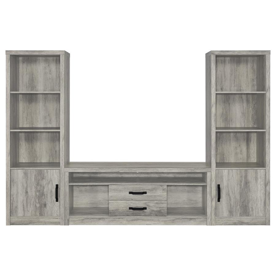 Burke 3-piece 59-inch TV Entertainment Center Grey Driftwood view 2